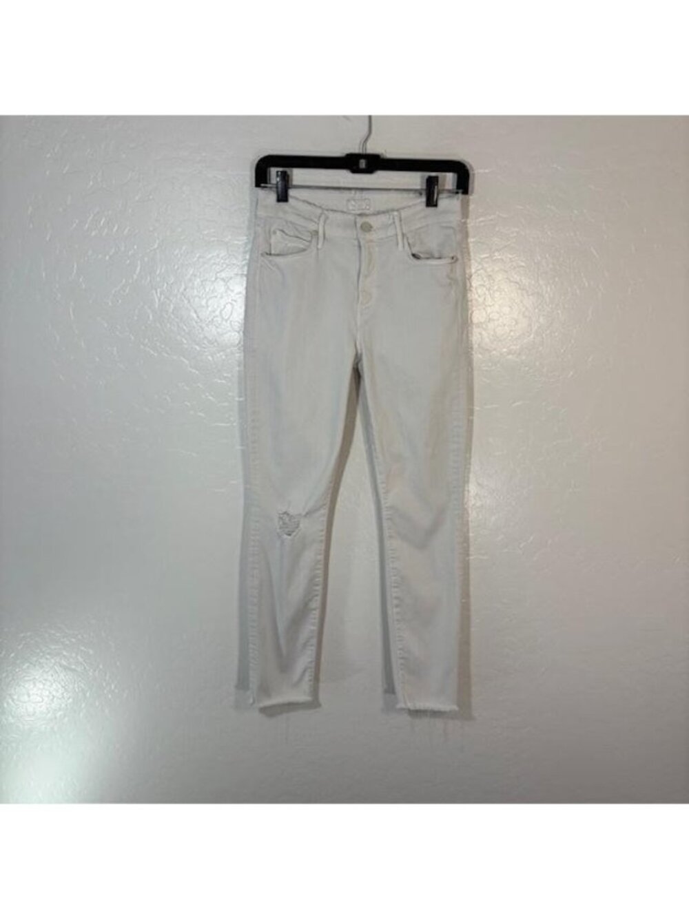 MOTHER Jeans Womens 26 White The Double Fray Charmer Raw Hem Distressed USA